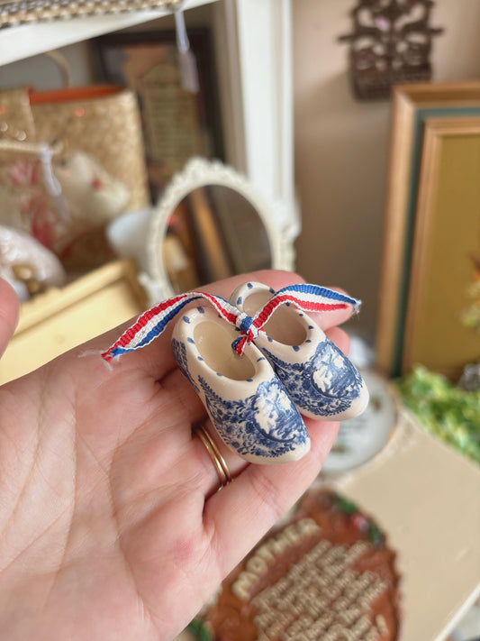 Handmade Holland Delft blue miniature clogs