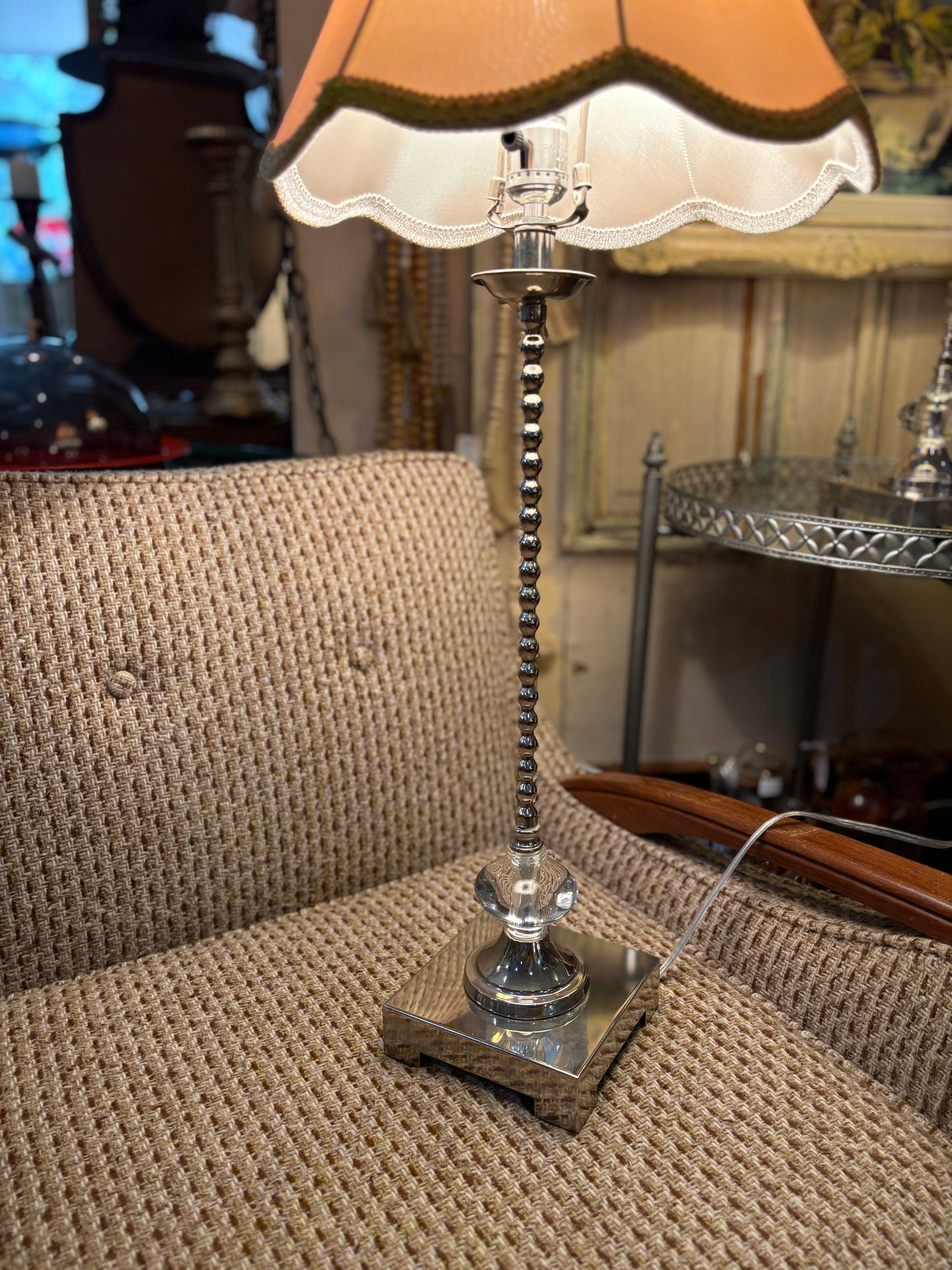 Set of tall silver lamps