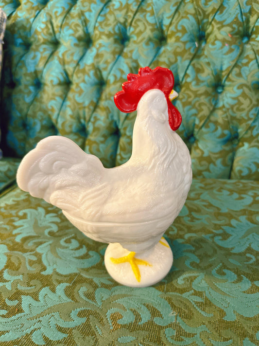 1950s Westmoreland milk glass rooster dish