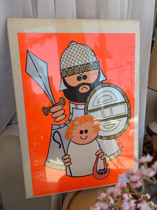 1970s David & Goliath by Harry Araten Black Light Poster