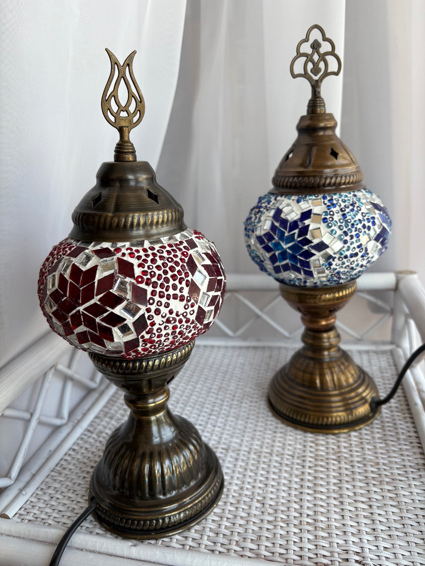 Red Turkish style Mosaic lamp LED light & on/off switch