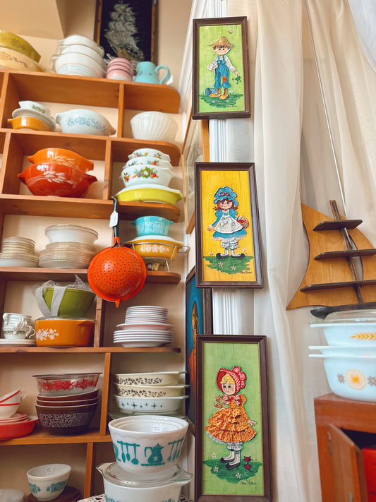 1960s Edma Vierra set of 3 children litho wall art