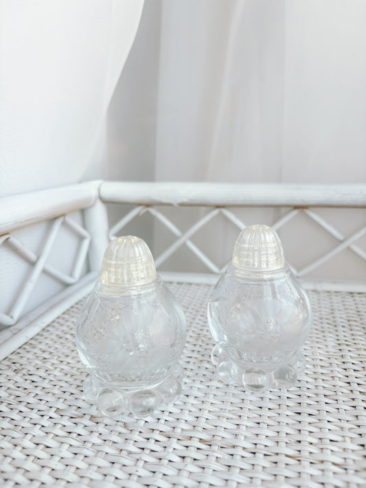 Etched Glass Salt & Pepper Shakers