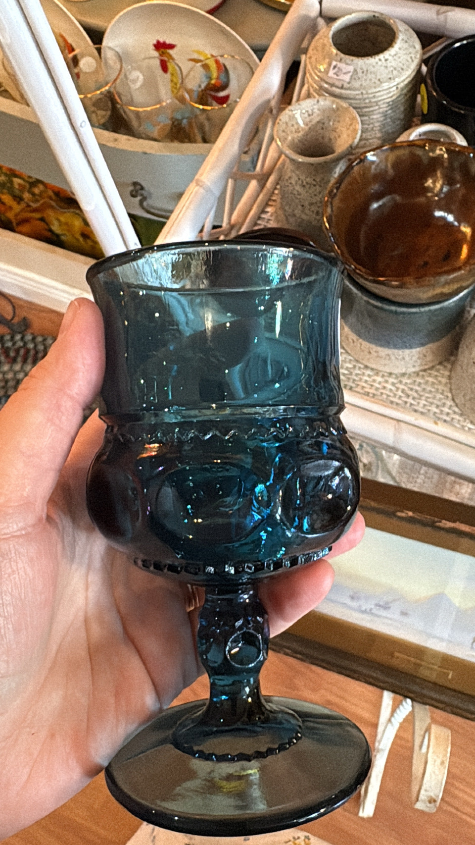 Set of 8 blue coloured wine glasses