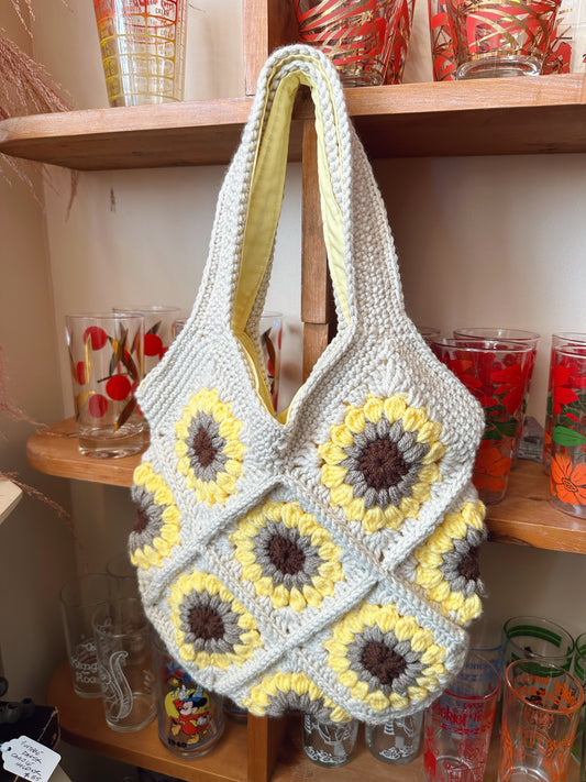 Handmade crochet purse with flower details
