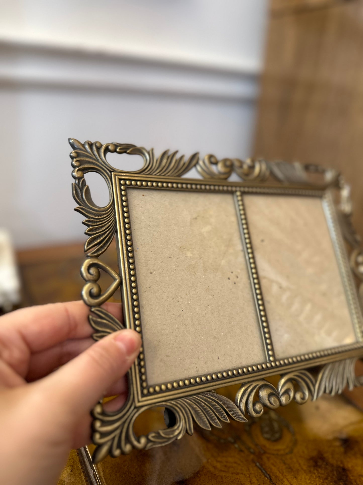 Metal heart picture frame for 2 pictures