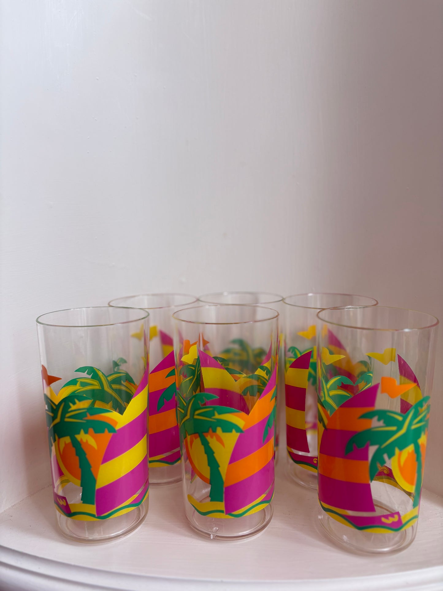90s Tropical Plastic Cups - set of 6
