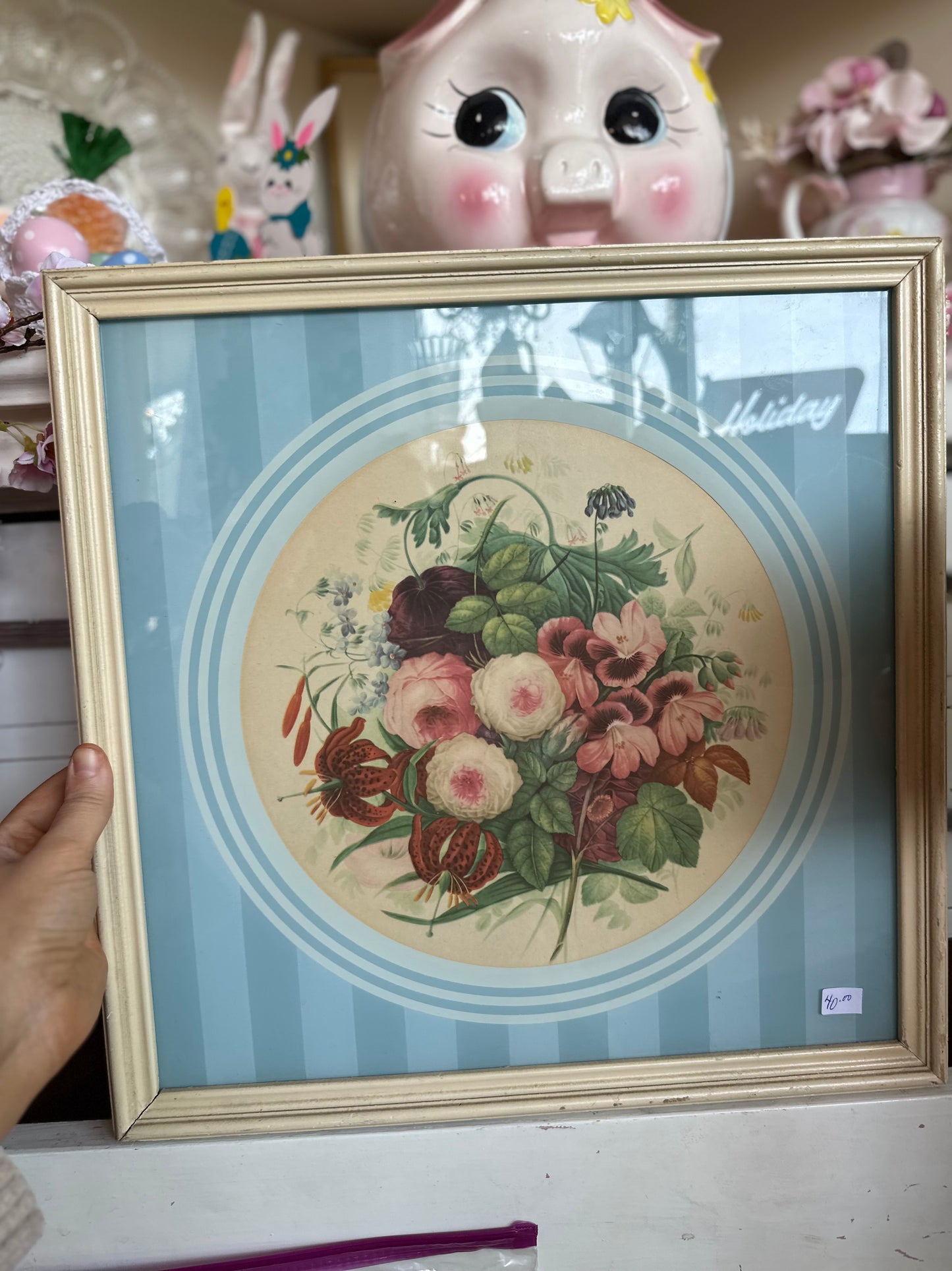 Stripes & florals framed Wall Art