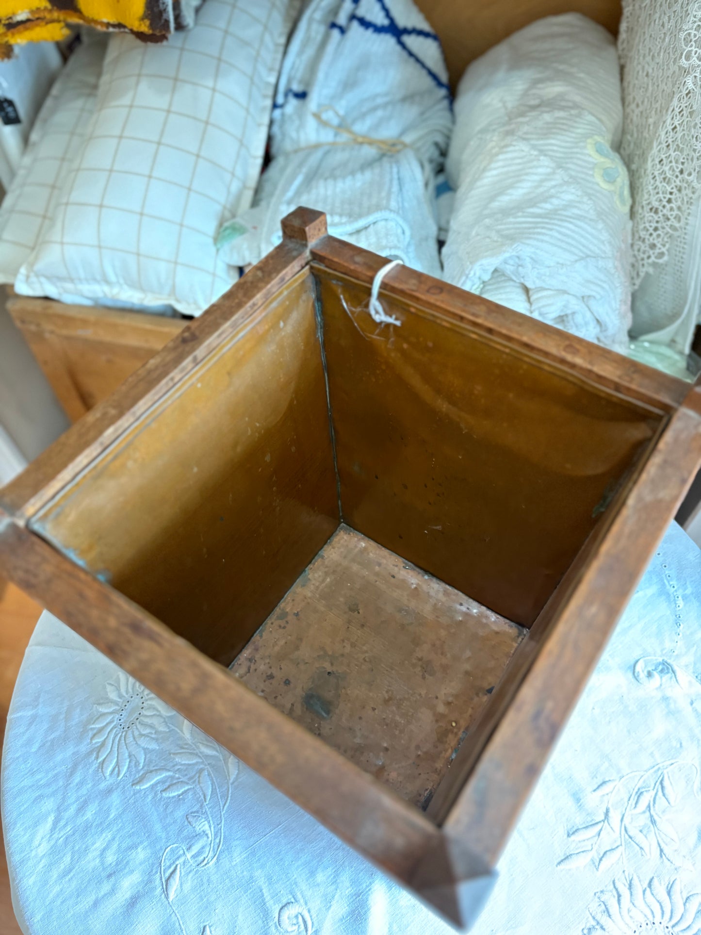 Mission 20s 30s waste basket copper inside