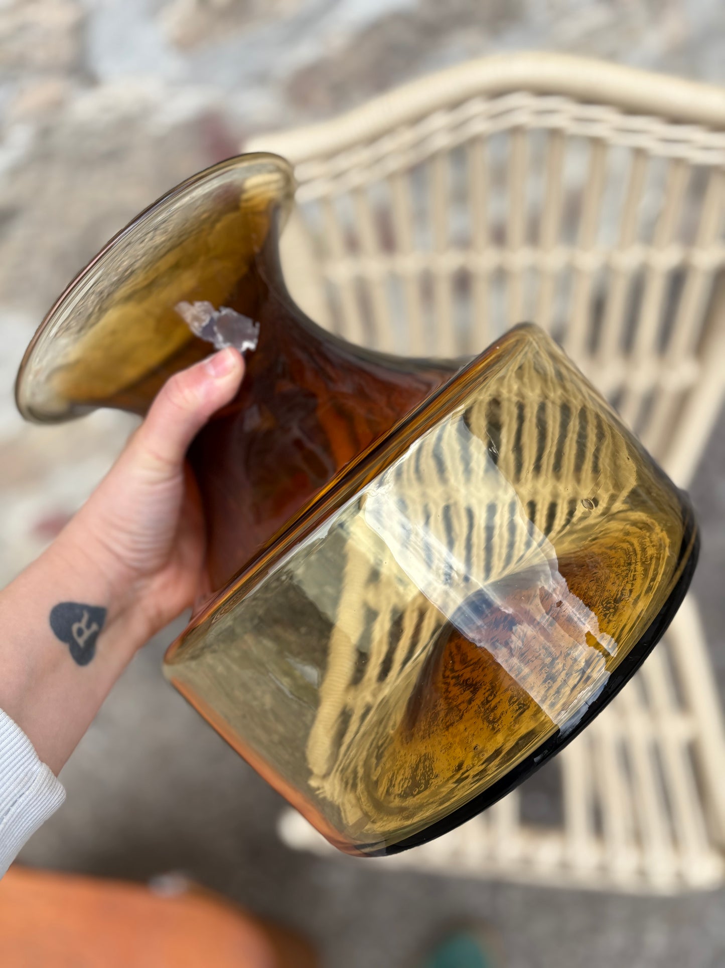 Extra Large Amber Glass Vase