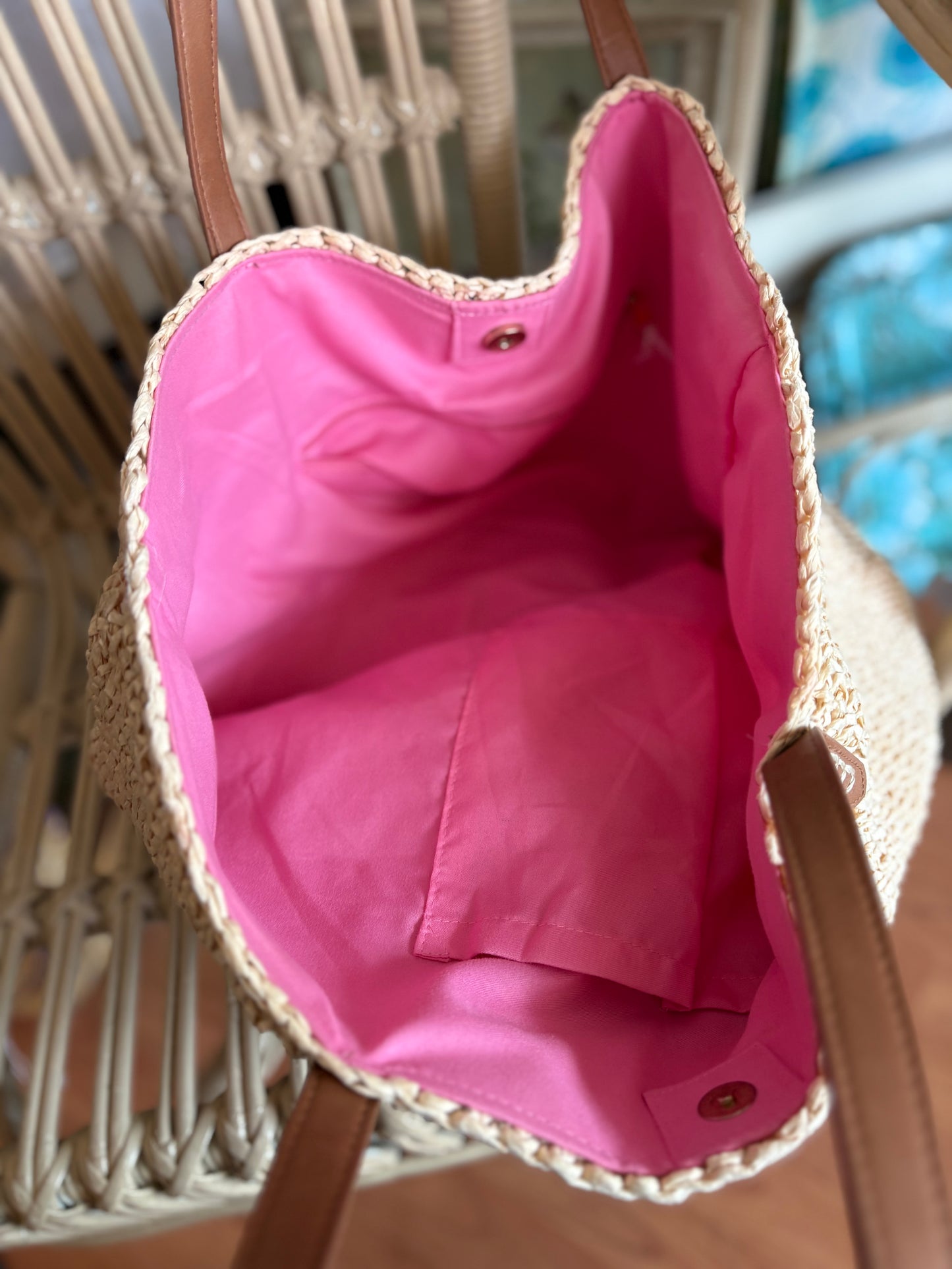 Large woven Flamingo Tote / beach bag