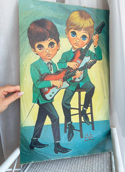 Retro Big Eyes Print - Boys with Guitars