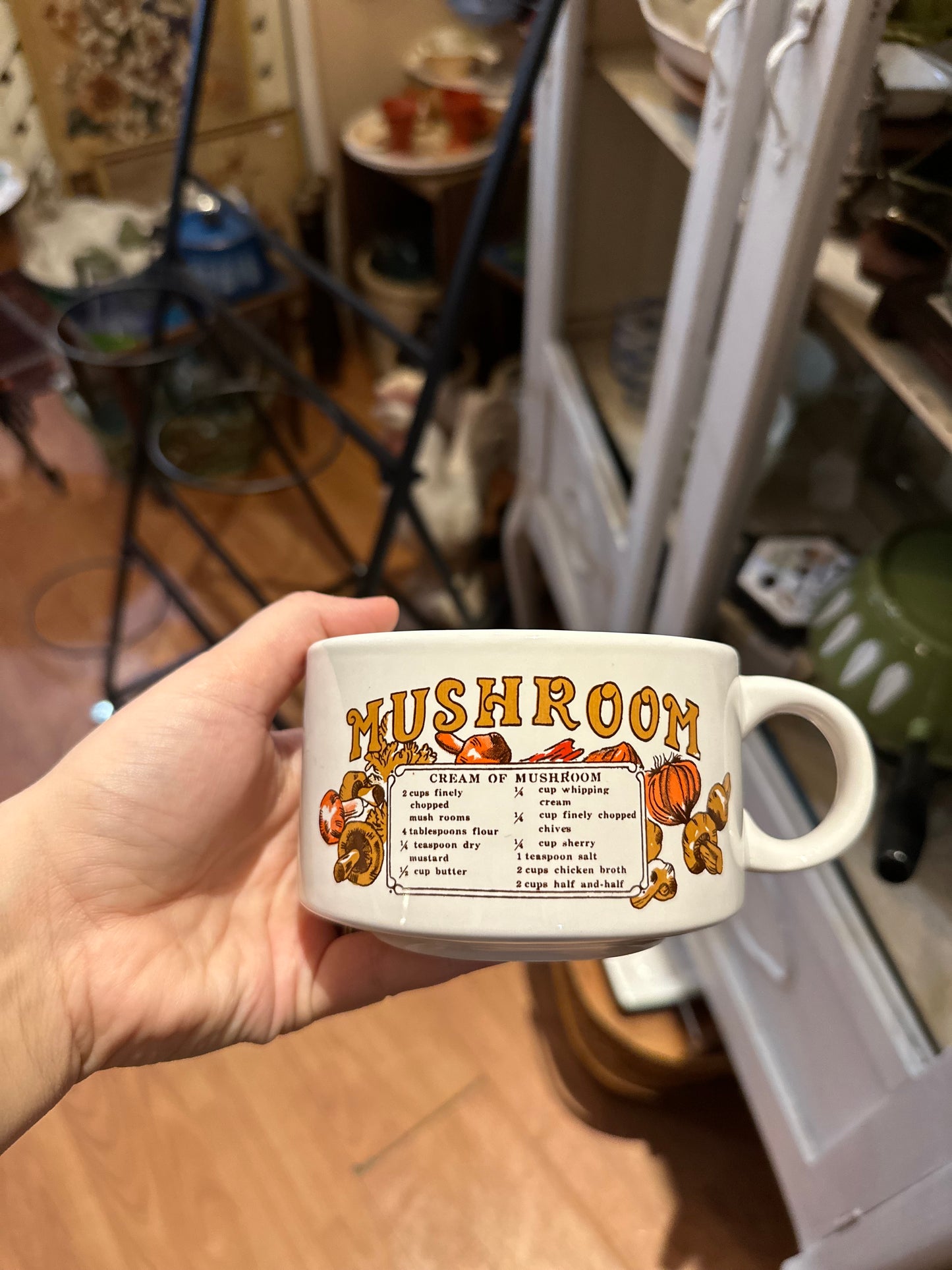 1970s Mushroom Soup Mug/ Bowl with recipe