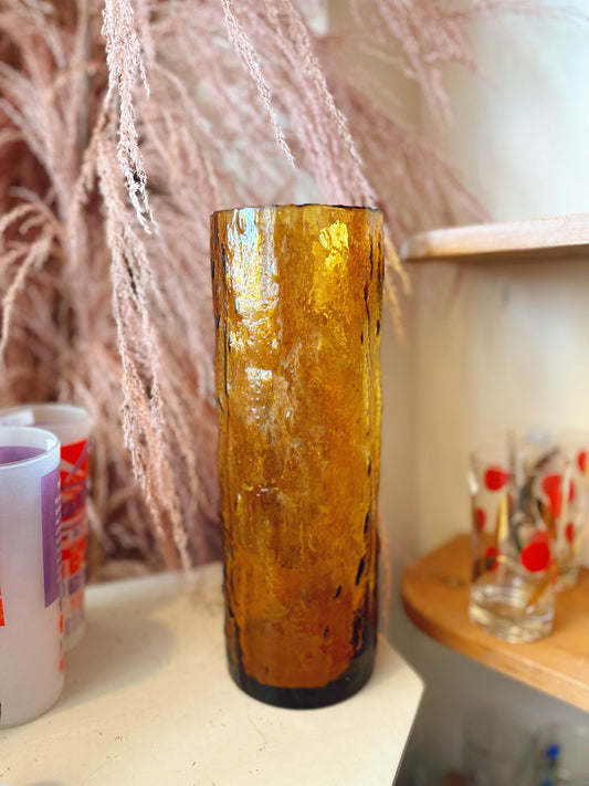Mid Century Modern amber glass vase