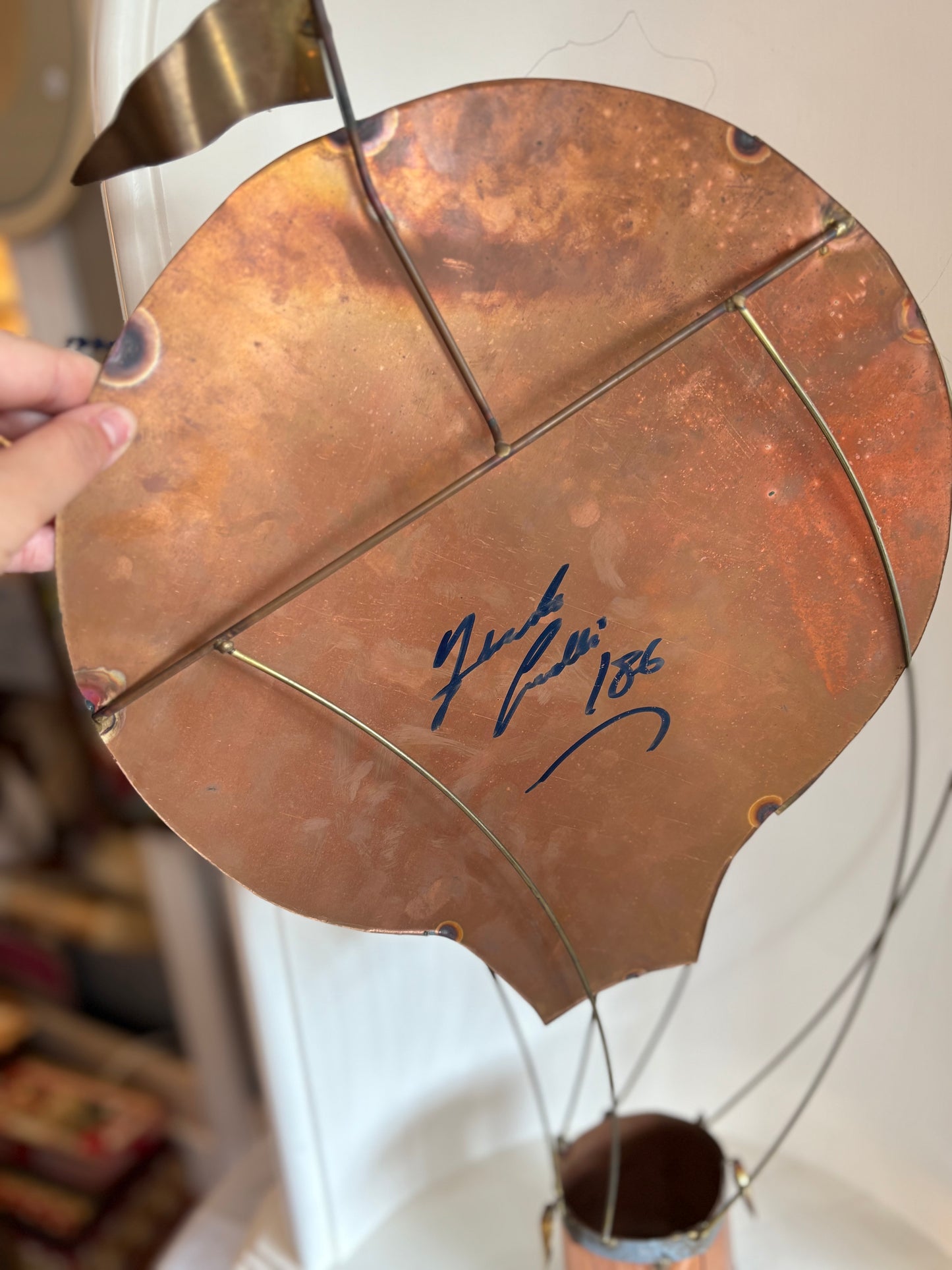 Brass & Copper Hot Air Balloon Wall Art - Signed