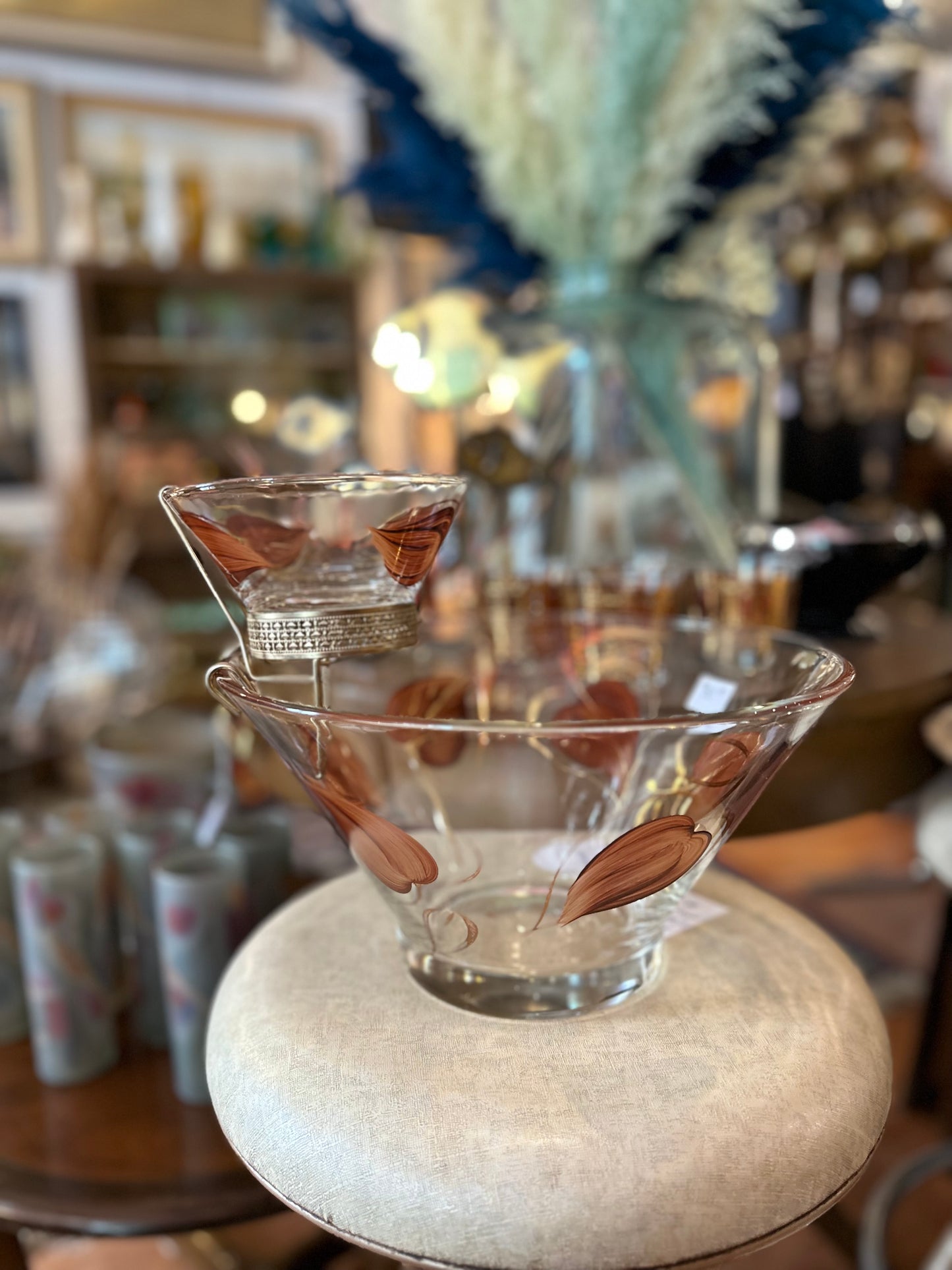 Anchor Hocking Chip & Dip Bowl (Brown Leaf)