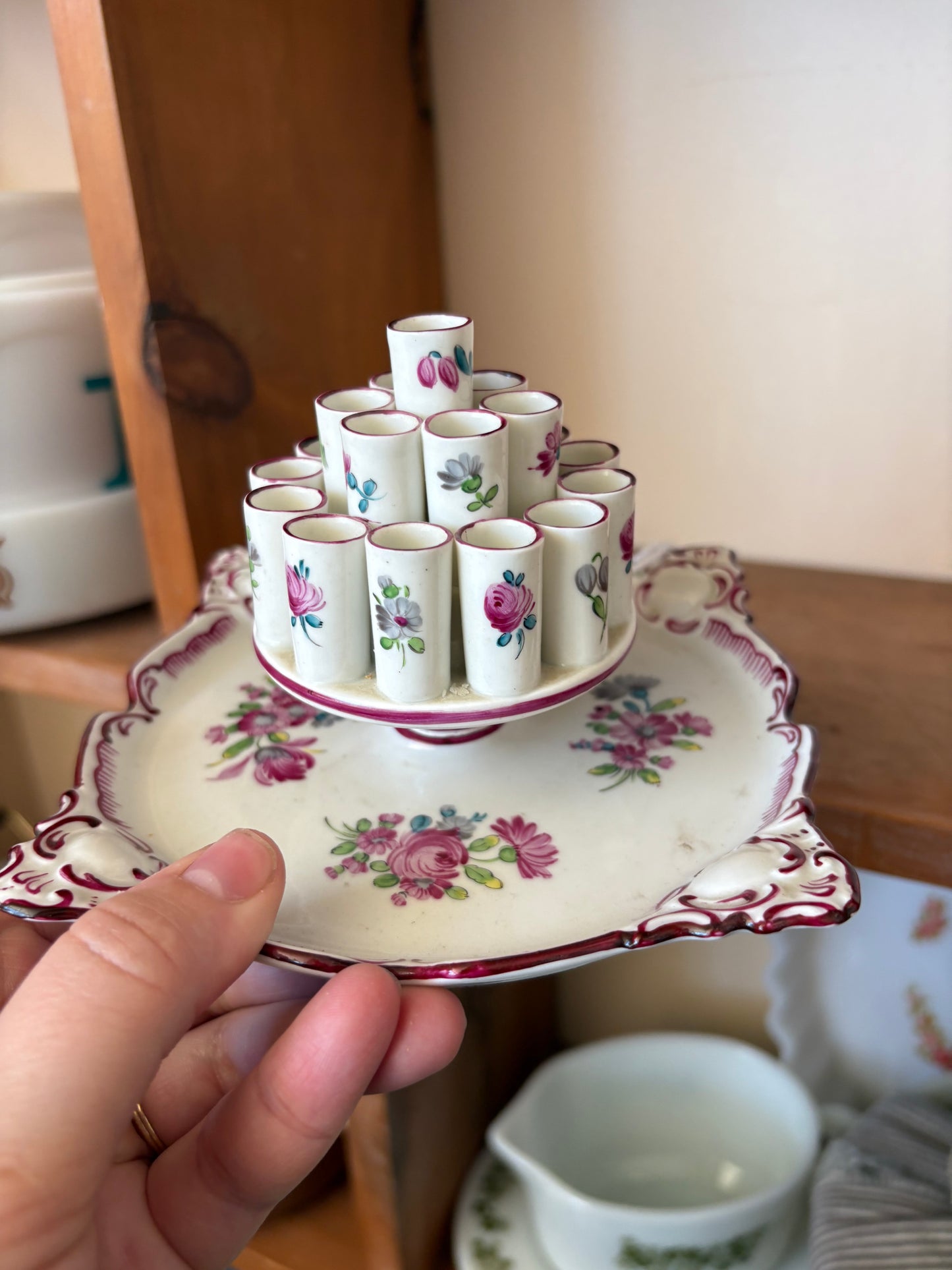 Dresden Hand Painted Cigarette Holder - Mid Century