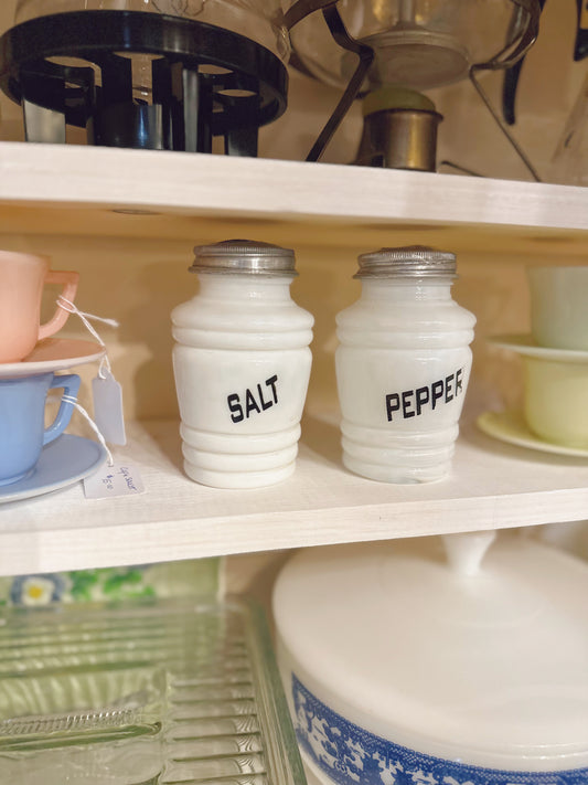 Large Milk Glass salt & pepper shaker set