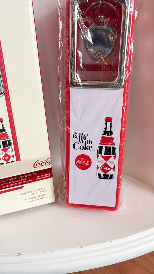 Coca Cola Bottle Opener & Cap Catcher - Retro Design