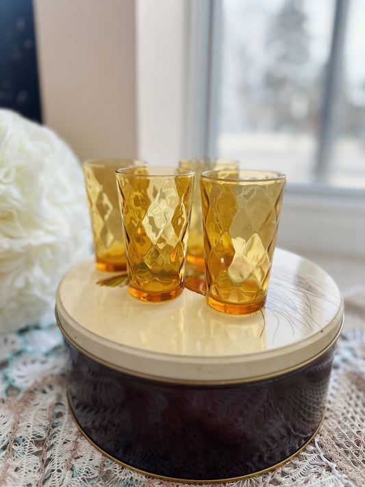 Set of 4 amber glass juice cups