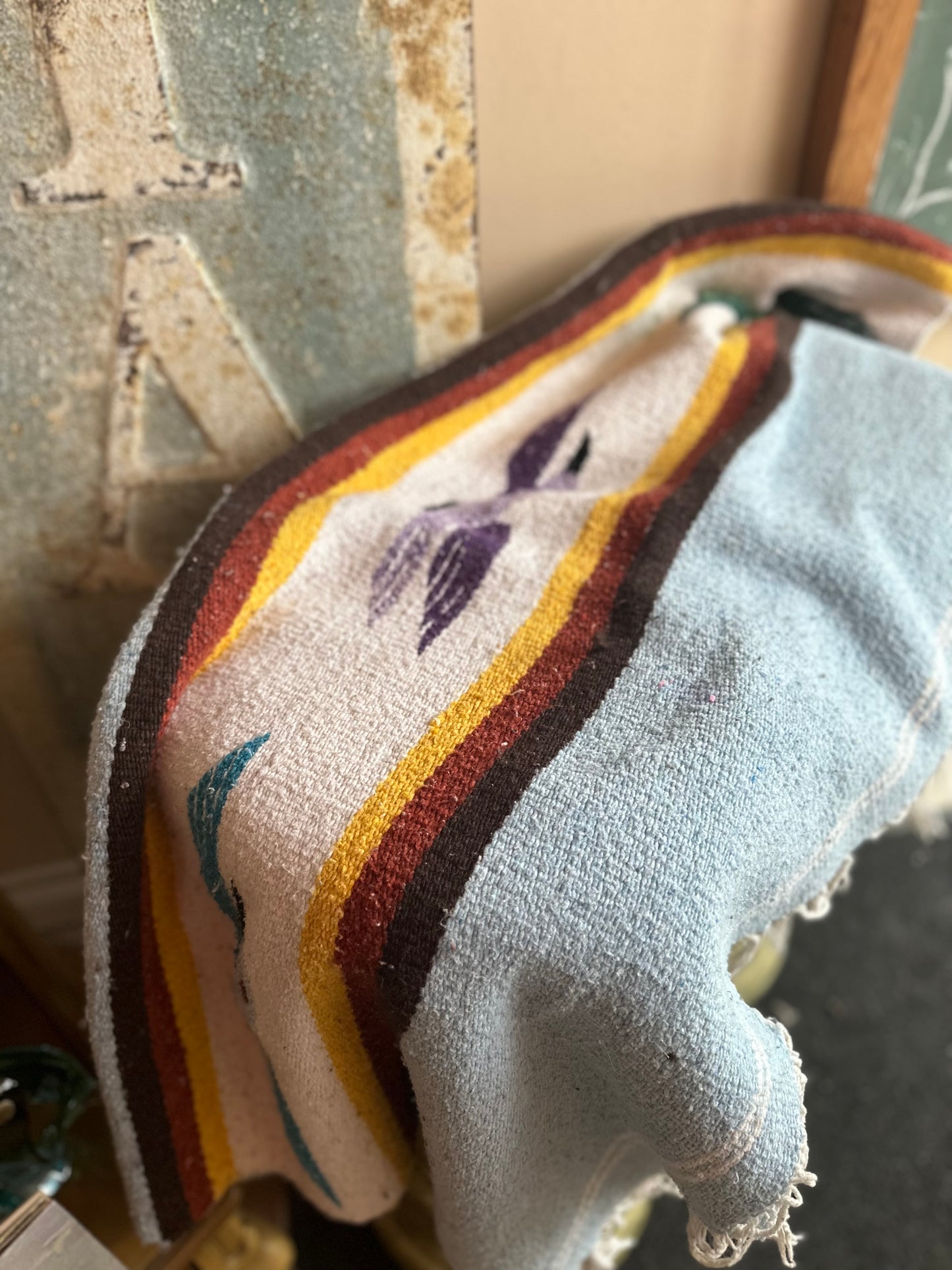 Vintage woven bird blanket
