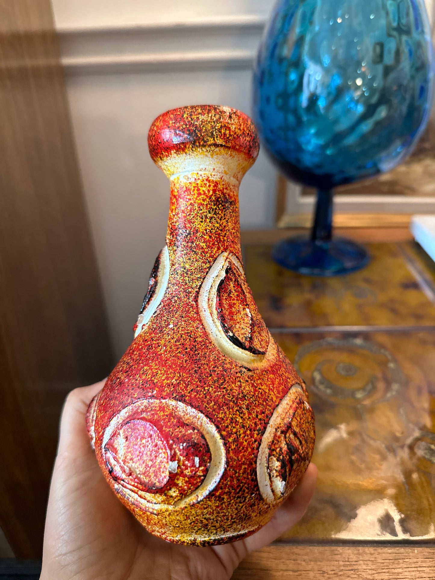 Mid Century Pottery Lava Vase