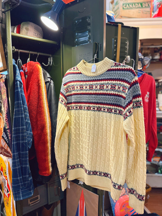 Winter Sweater - blue, read and cream colour (medium)