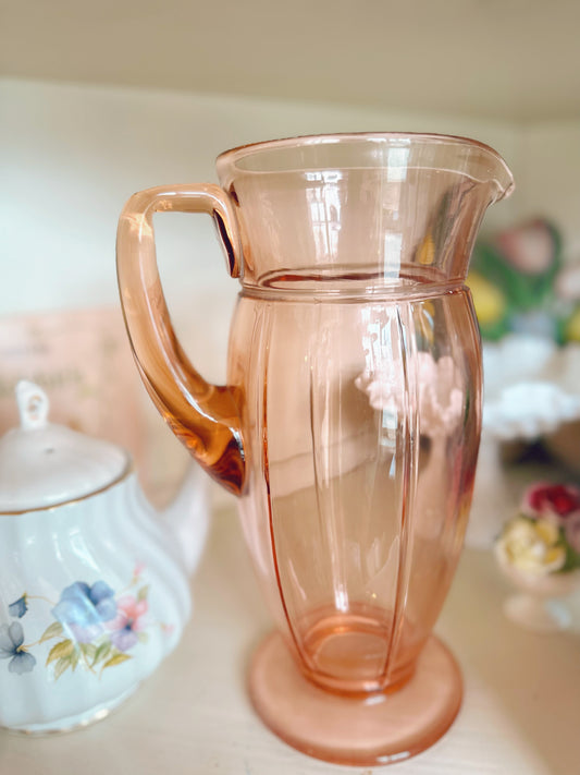 Pink depression glass pitcher/ vase
