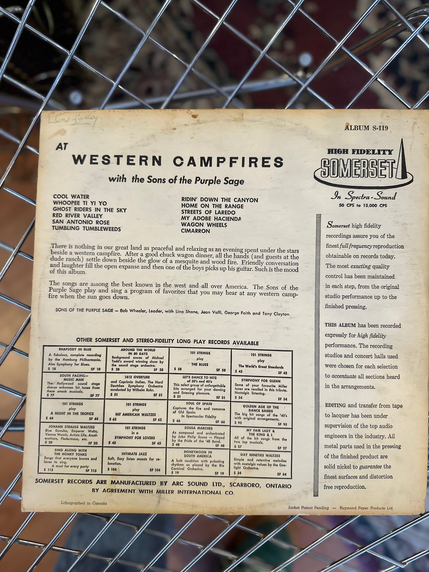 At Western Campires - The Sons of the Purple Sage Vinyl