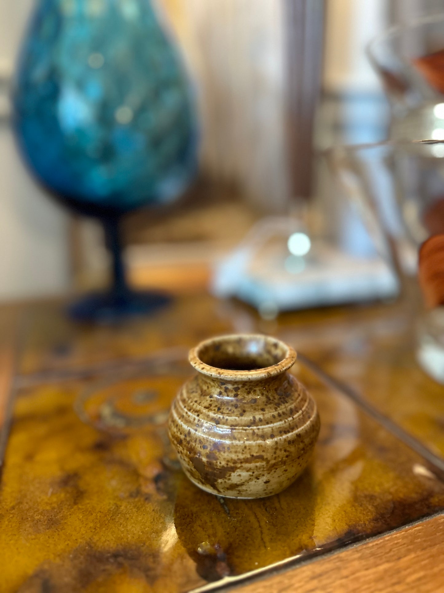 Artisan pottery tiny vase or paint water cup
