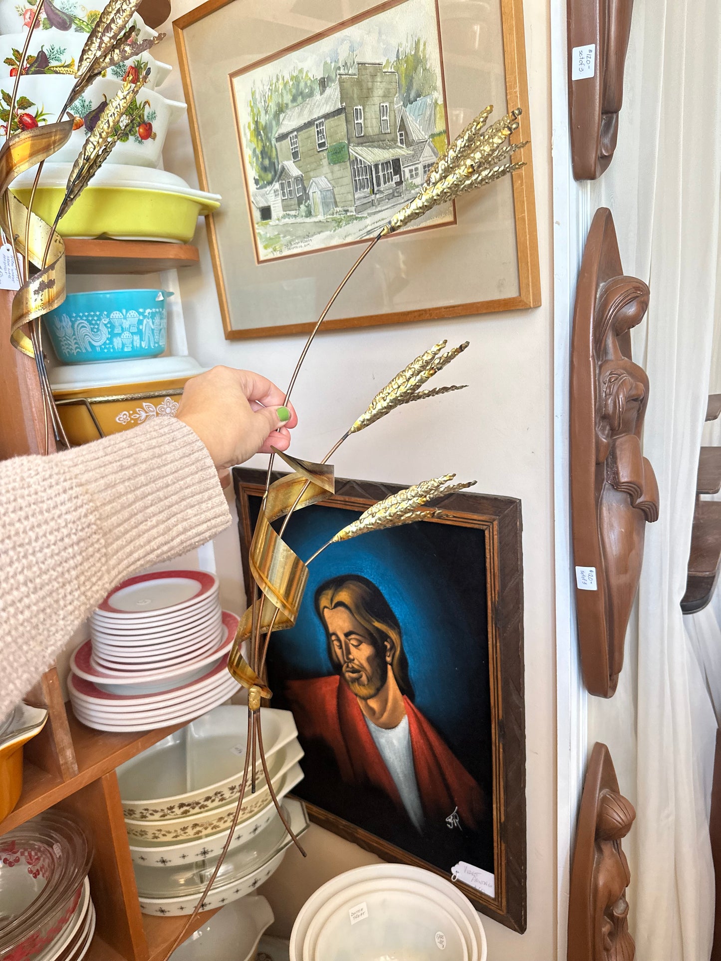1970s Brass Wheat Stock Wall Hanging Art