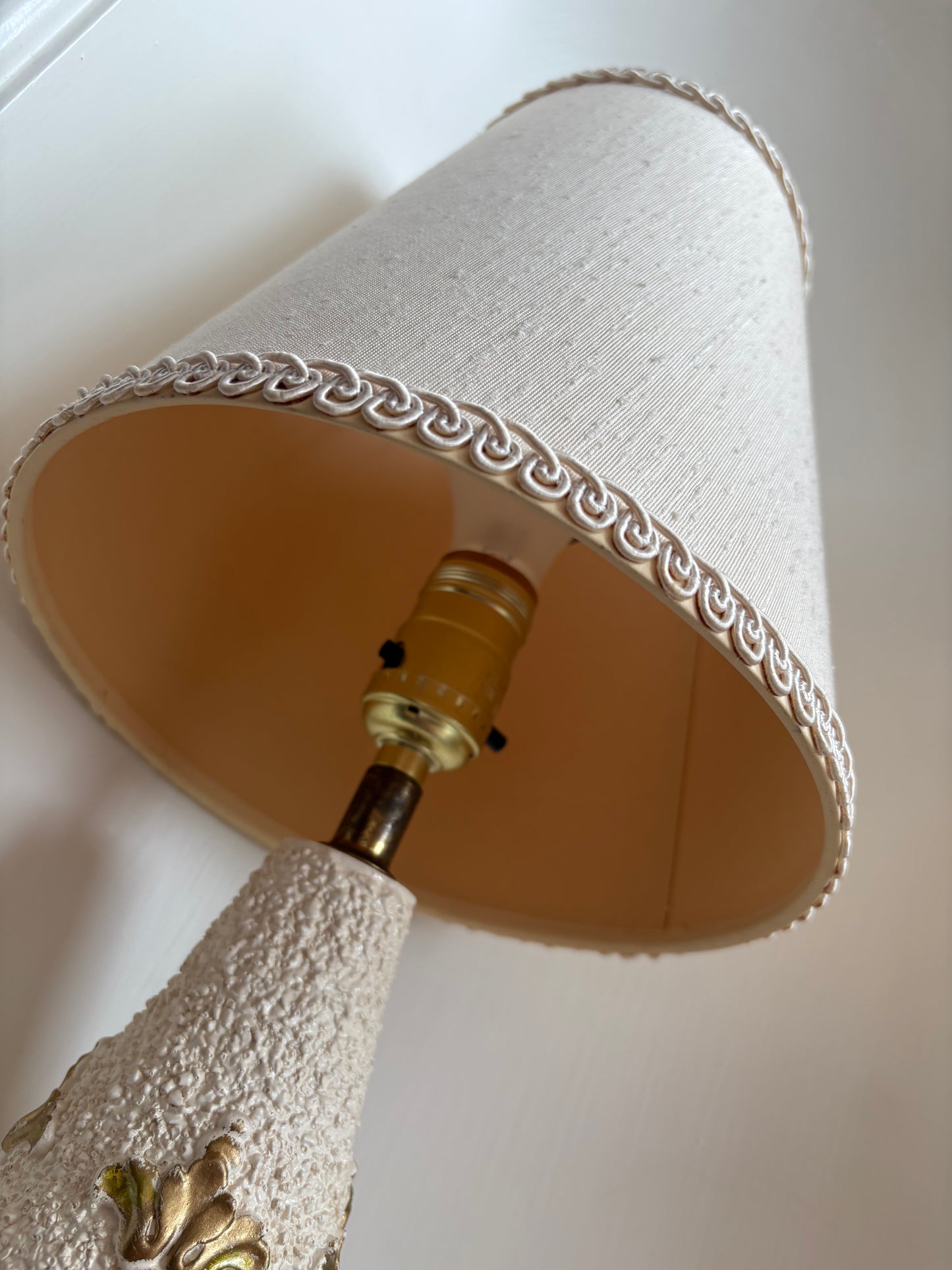 Pair of white lamps with gold detail