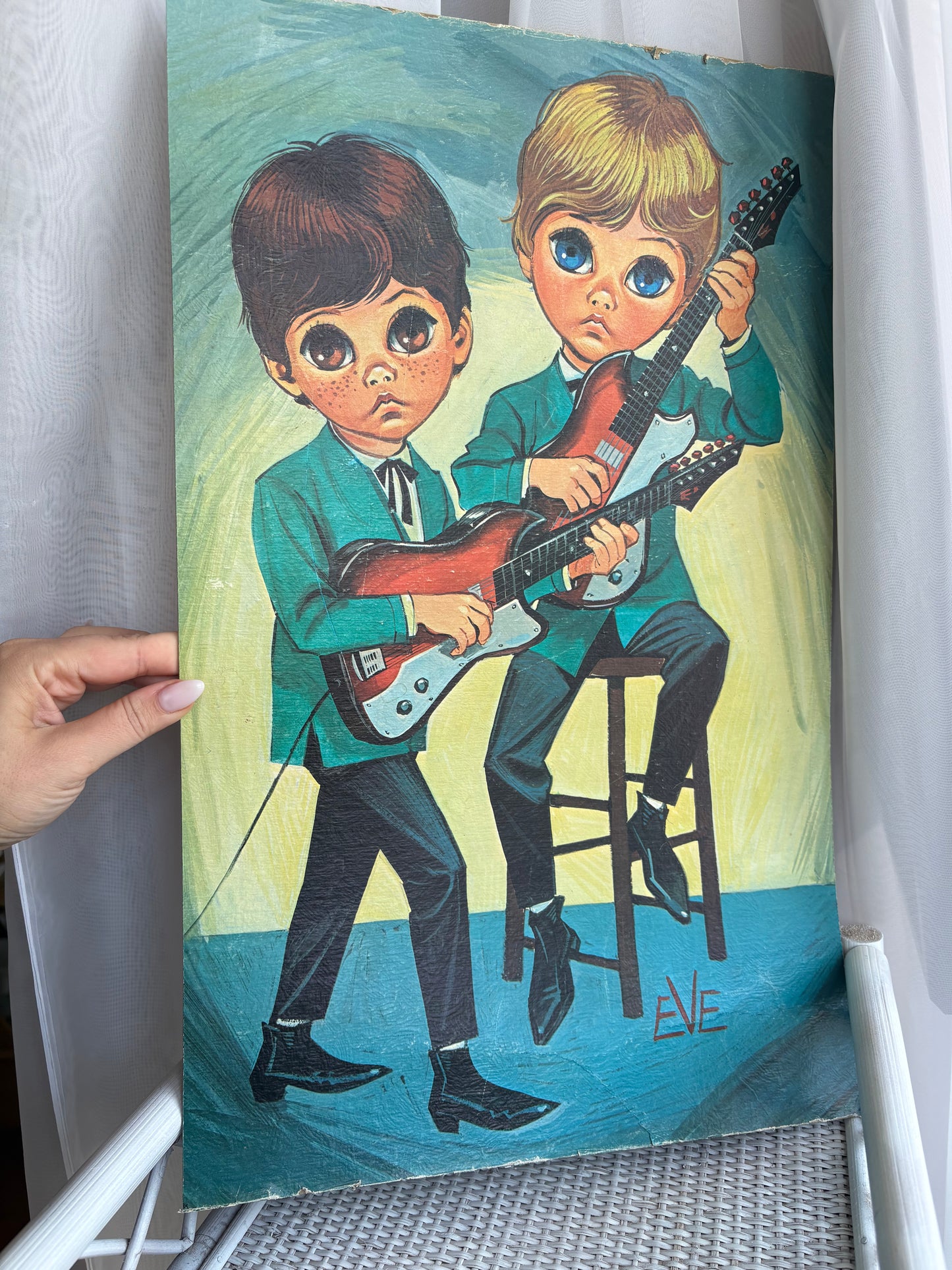 Retro Big Eyes Print - Boys with Guitars