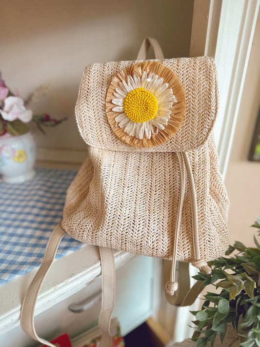 Woven flower mini backpack - no tag or markings