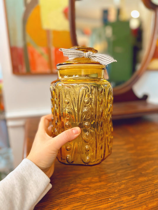 LE Smith Amber Glass jar