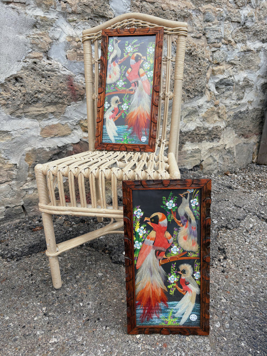 Pair of feather bird wall art pictures