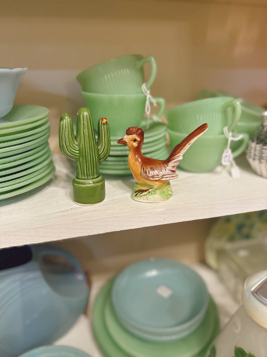 Cactus and roadrunner salt & pepper shaker set