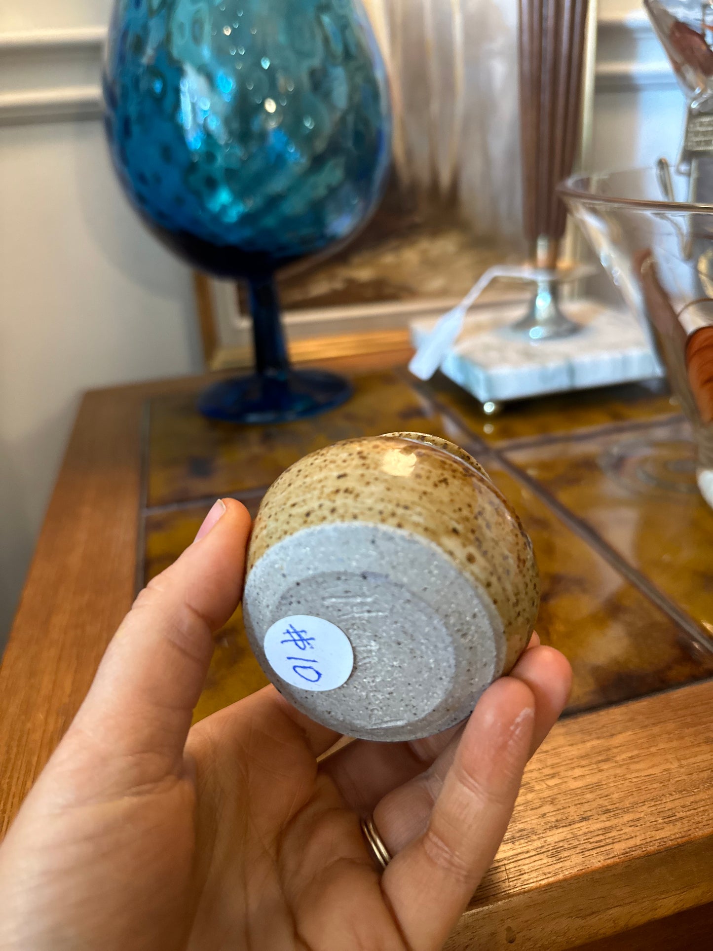 Artisan pottery tiny vase or paint water cup