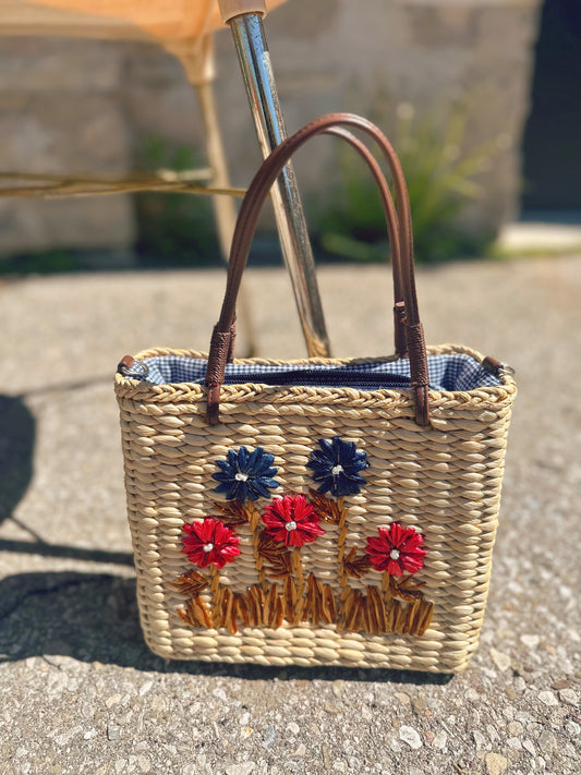 Floral woven handbag