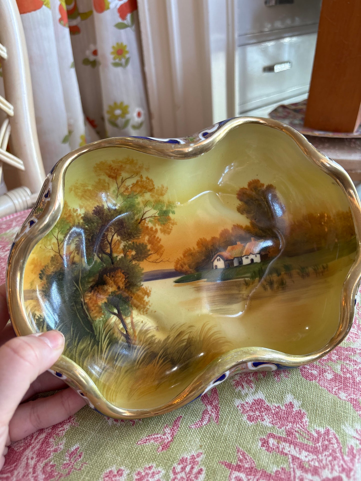 Antique Nippon Hand Painted Landscape Catch All