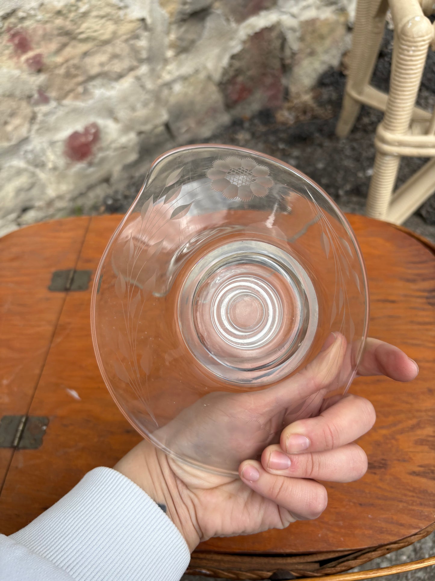 Pair of Etched Glass Tapered Candle Holders