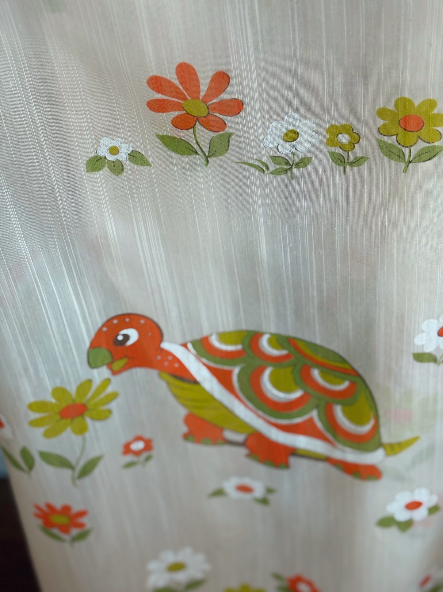 1960s Turtles & Rabbits pair of curtains 56x94 inches