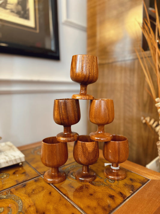 Set of 6 wooden goblets