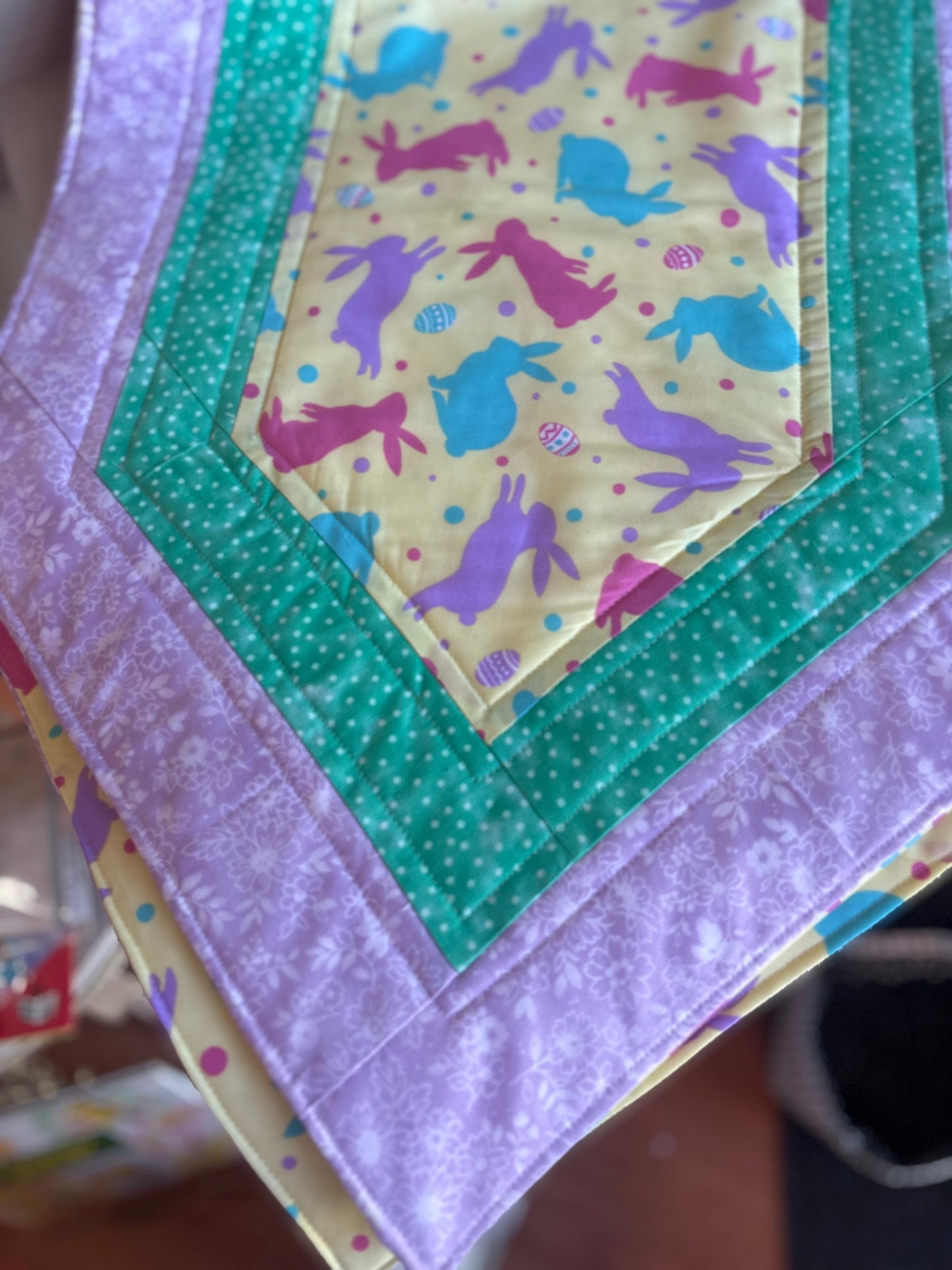 Purple, Green & yellow Double Sided Easter Runner - Handmade by Nana
