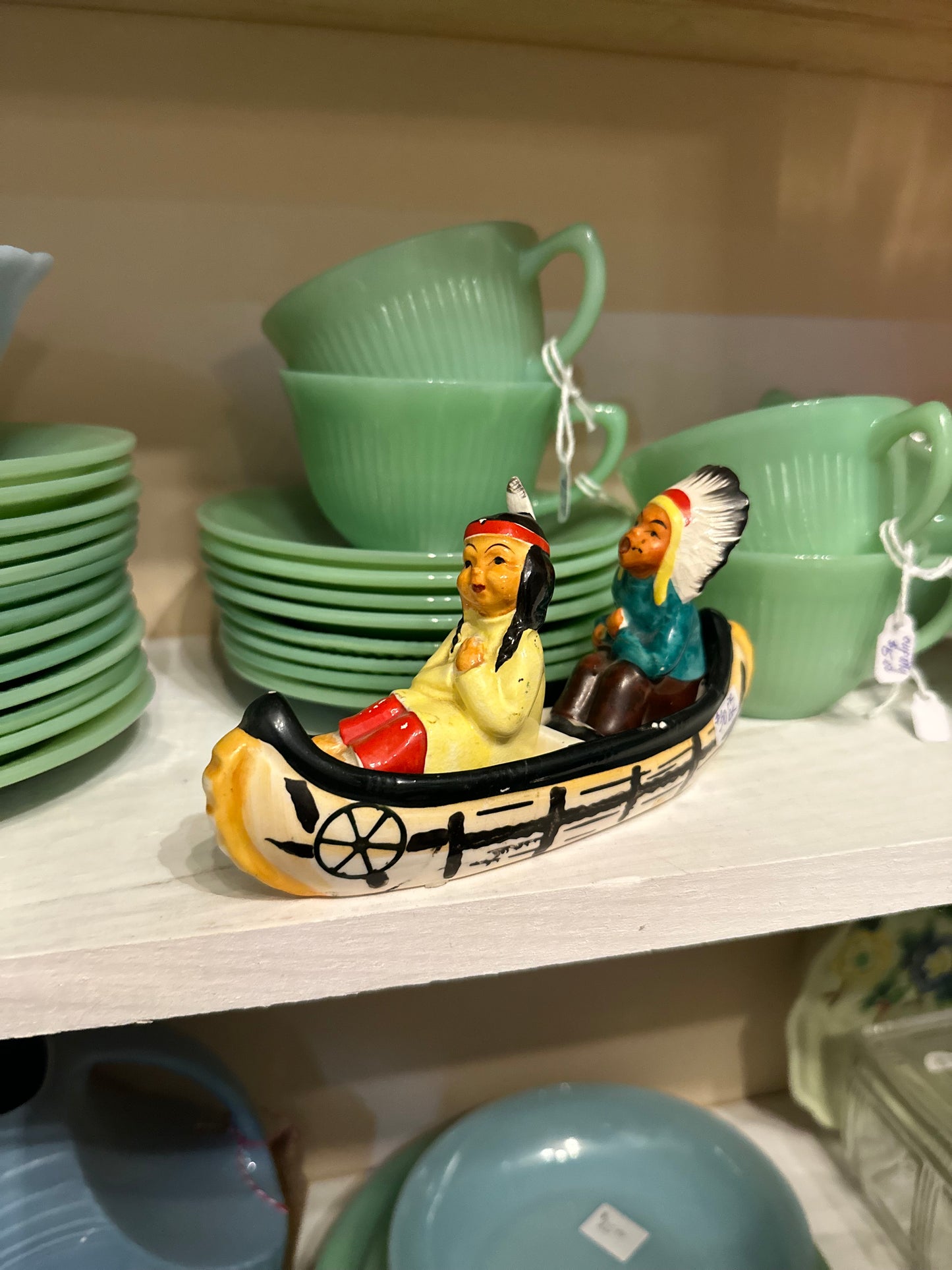 Indigenous people canoe salt & pepper shaker set