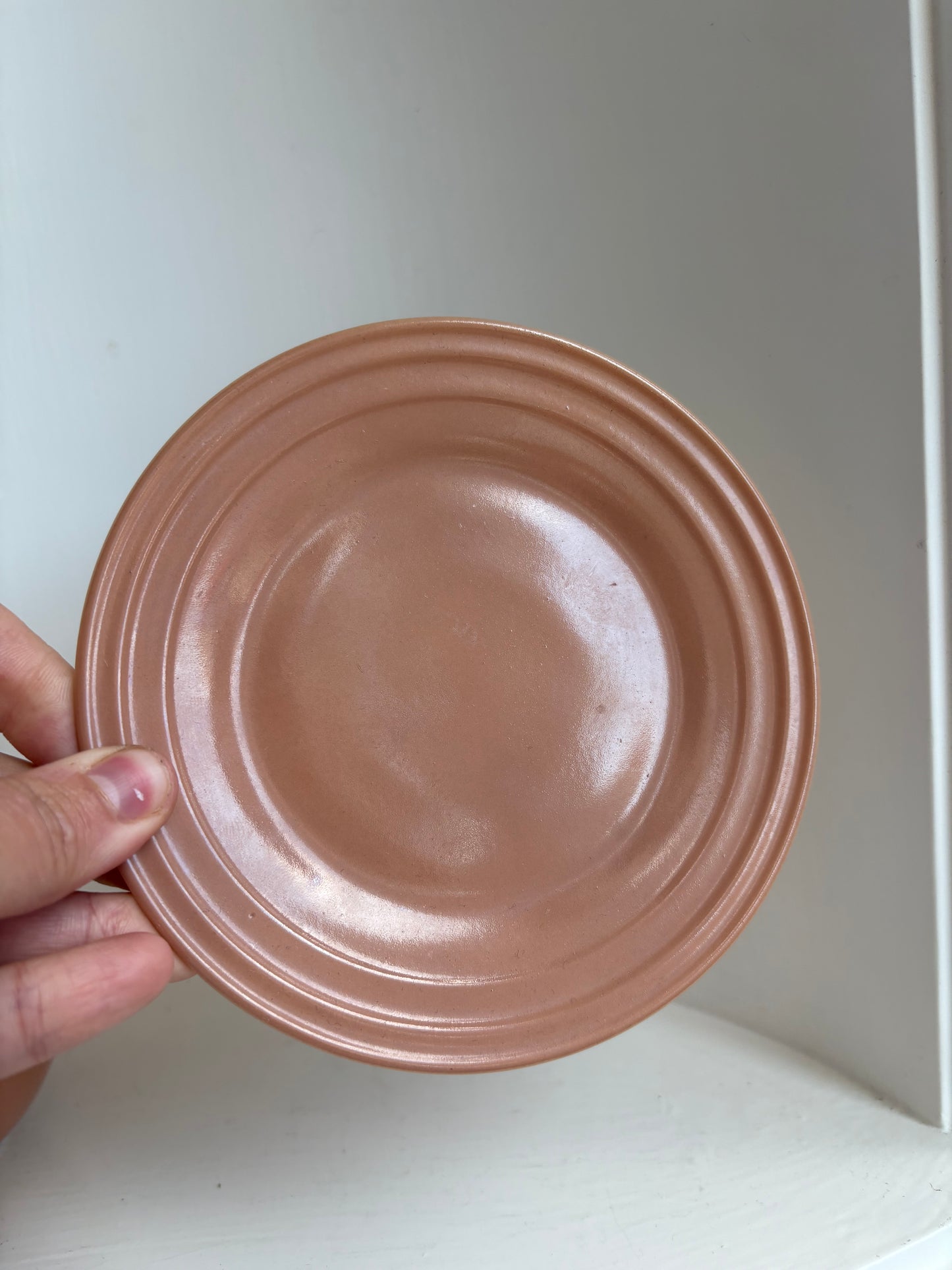 Hazel Atlas Pink Creamer with Saucer