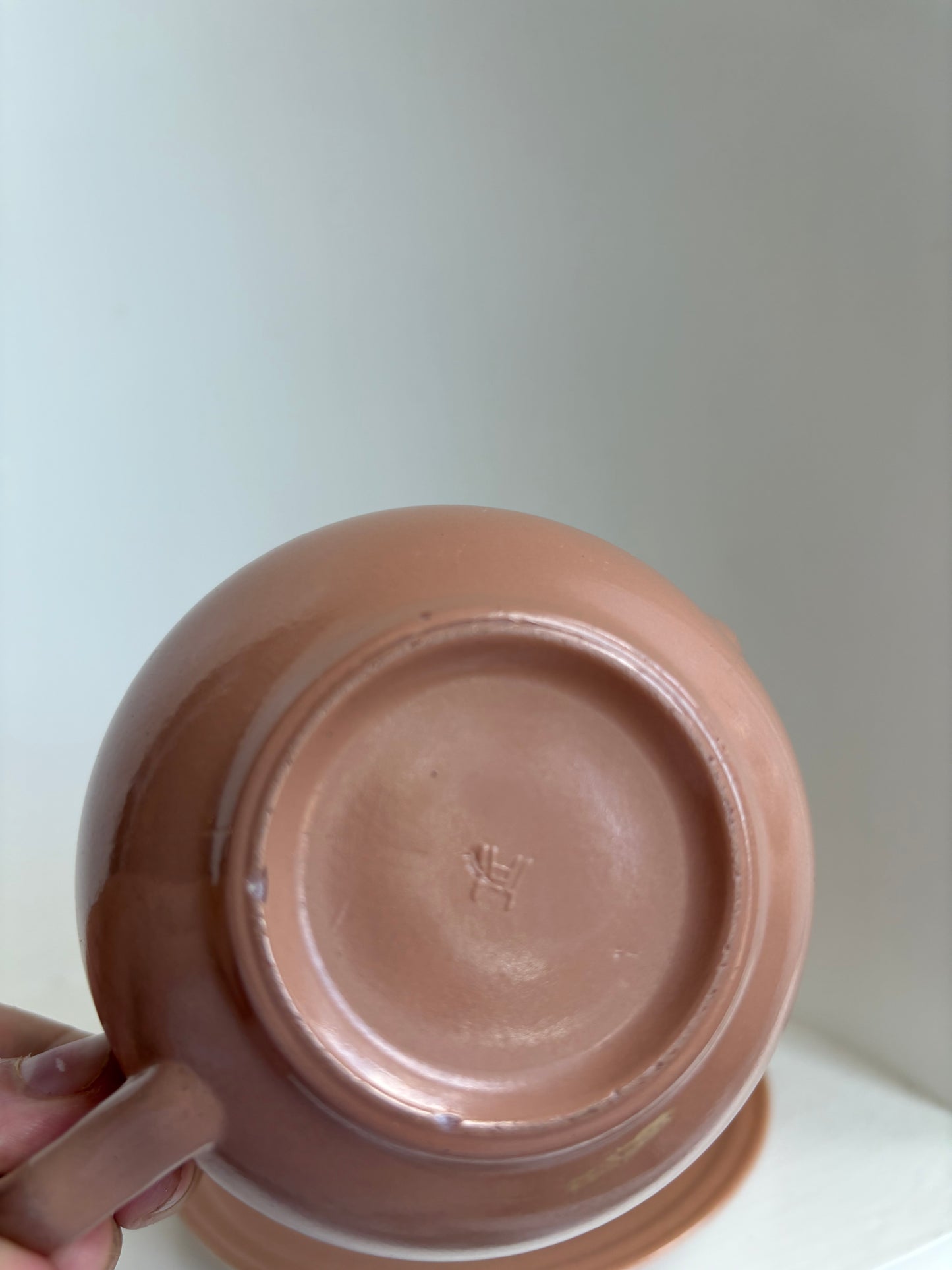 Hazel Atlas Pink Creamer with Saucer