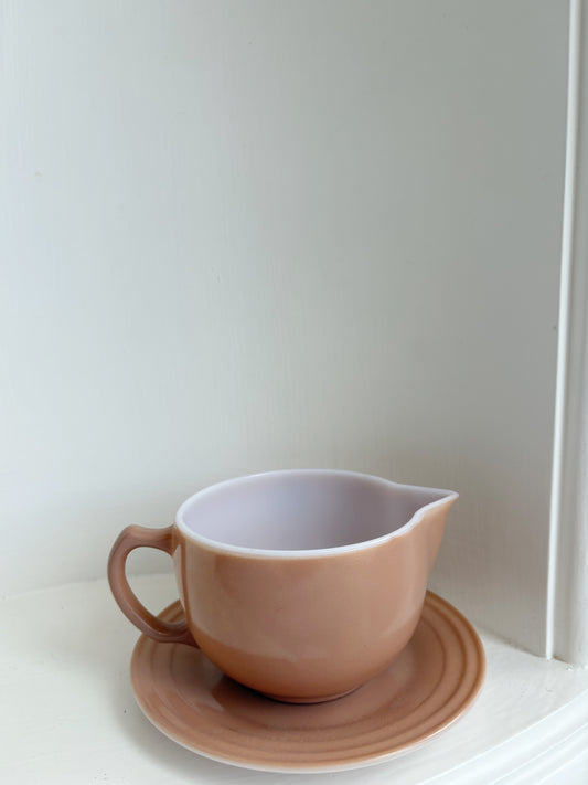 Hazel Atlas Pink Creamer with Saucer