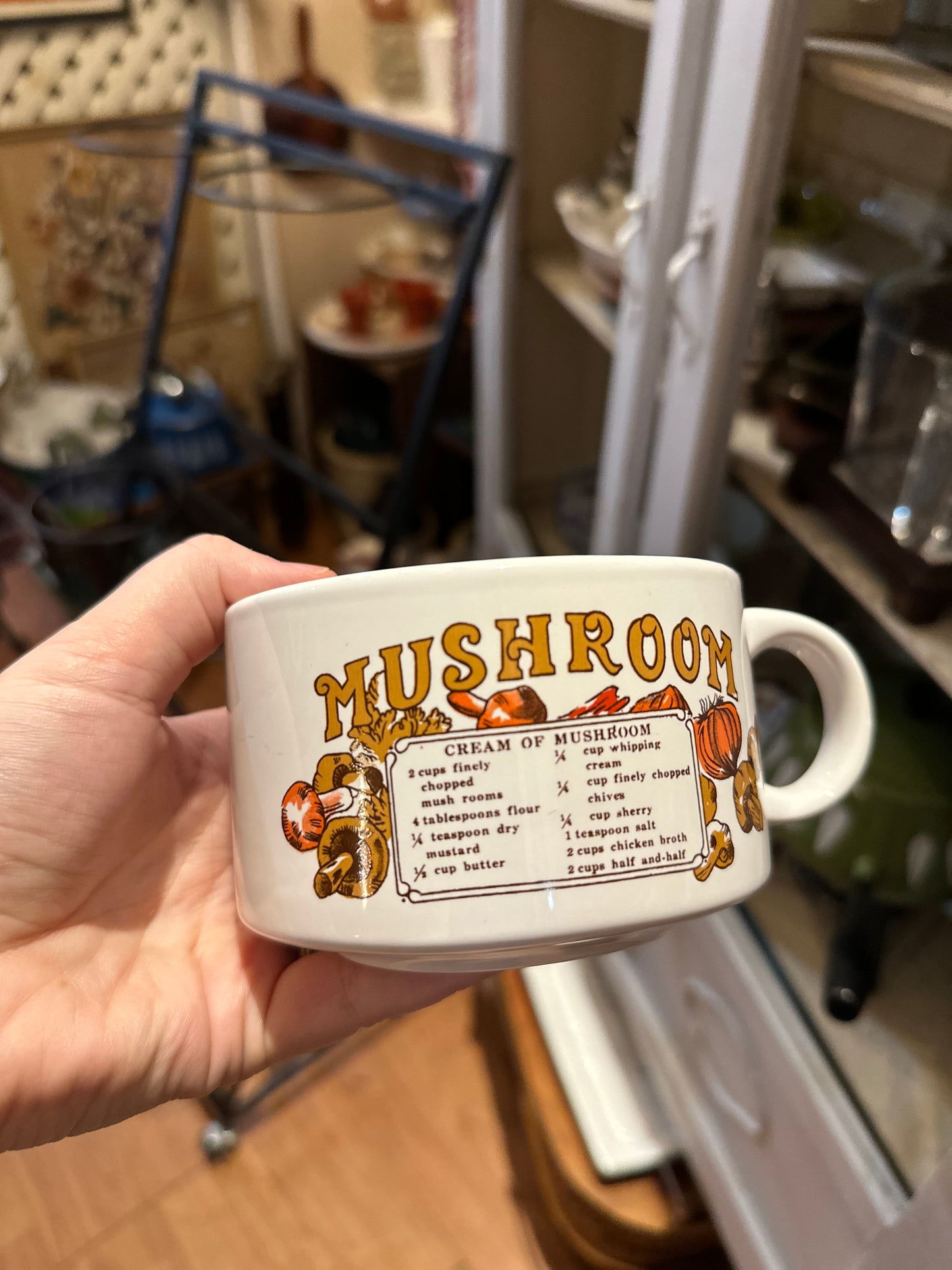 1970s Mushroom Soup Mug/ Bowl with recipe