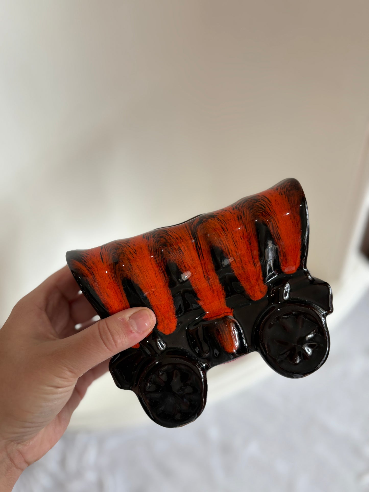 Mid Century Pottery Souvenir Truck Wagon Coin Bank - Canuck Pottery